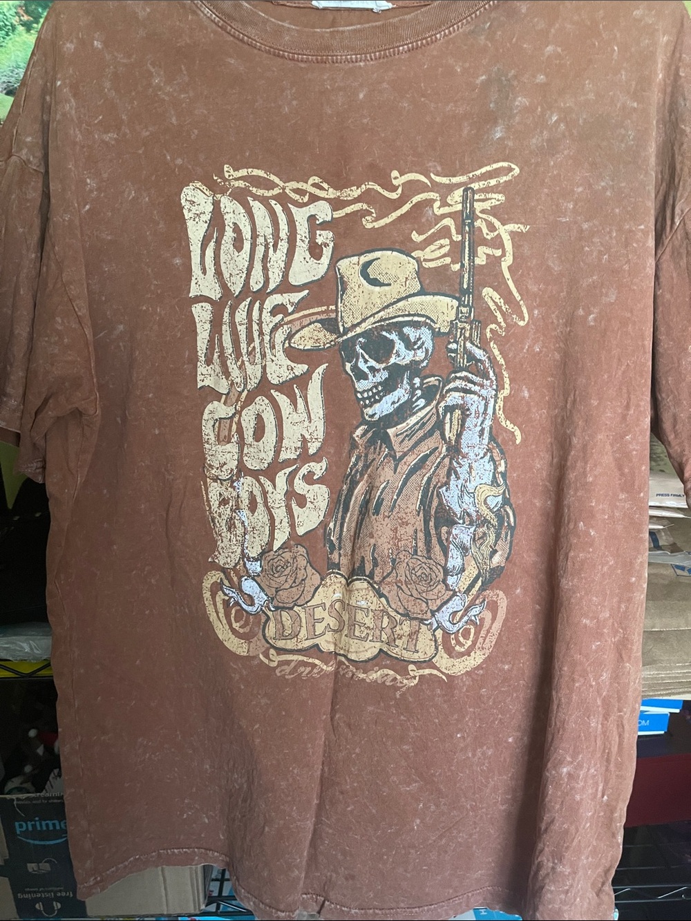 Bear Dance Western Skull Cowboy Art Print - Brown & Cream